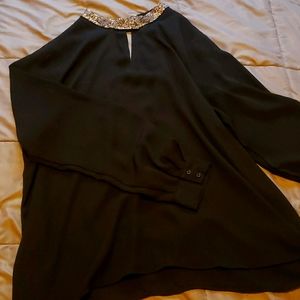 Women's long sleeve black dress shirt